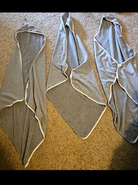 Soft Hooded Baby Towel - Grey with White Trim